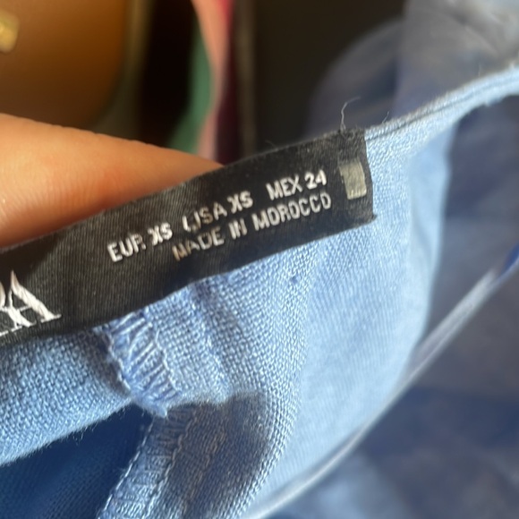 ZARA NWOT LINEN BLUE ROMPER - Picture 4 of 5